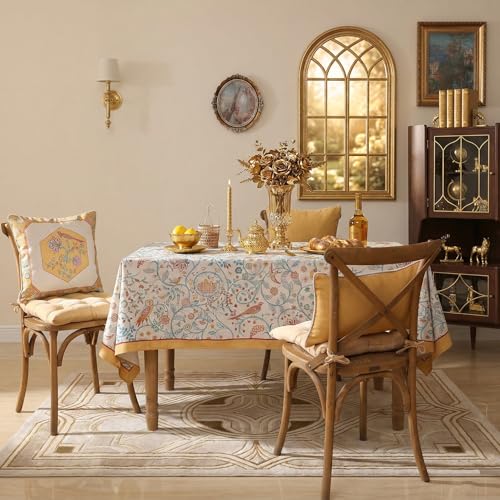 Image of ishro home Premium Table Cloth 6 Seater | Dining Table Cover | Love at First Sight Cloth 4-6 Seater | Luxury Fabric | Machine Washable | Non-Fading | Stain-Resistant | (Dilruba, 56 x 90 inches)