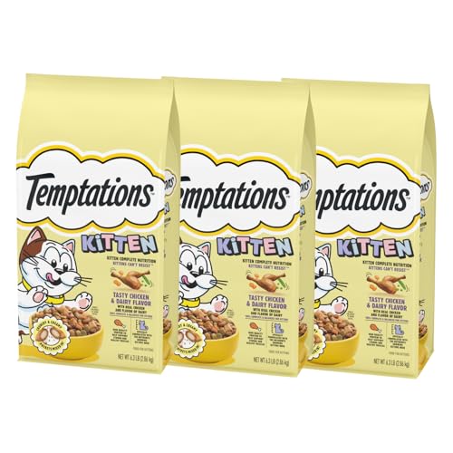 Temptations Kitten Cat Food Dry Chicken & Dairy Kitten Food 6.3 lb. Bag (Pack of 3)