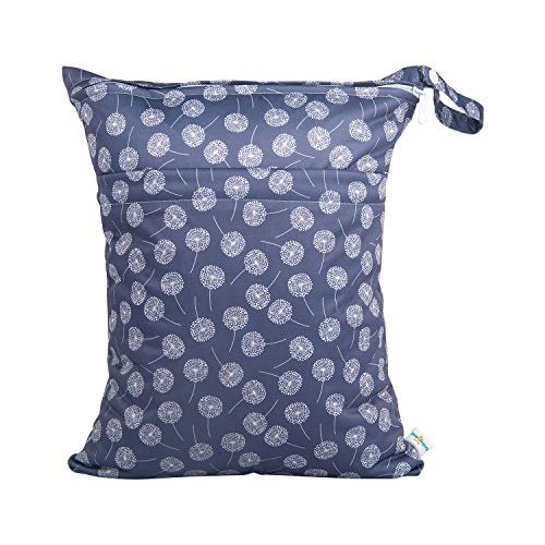 Image of Babygoal Wet Dry Bags for Baby Cloth Diapers, Washable Travel Bags, Beach, Pool, Gym Bag for Swimsuits & Wet Clothes with Two Zippered Pockets 3 Pack, 3LN11