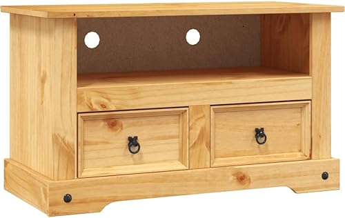 Miniatura 2 de Soporte de televisión, consola multimedia, unidad de entretenimiento, soporte de TV, pino mexicano, rango corona, 35.8 x 16.9 x 22 pulgadas
