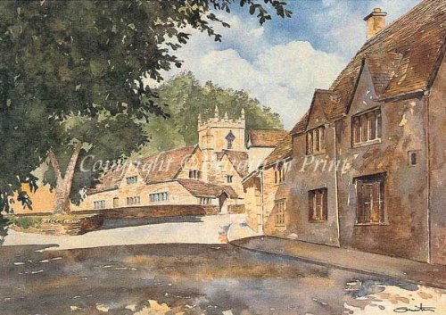 Britain in Print Upper Slaughter Mounted Miniature 5x4 inches