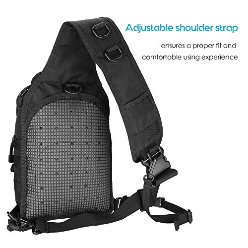 ProCase Tactical Backpack Military Sling Bag Shoulder Backpack Outdoor Sports Daypack for Trekking Hiking Camping Cycling - Black - Image 7