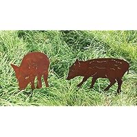 Animal Decoration Jardin Décoration Jardin Sanglier Métal Rouillé 55cm - Bornhöft - Pour Pelouse, Terrasse, Balcon Figurine Métal Rouillé