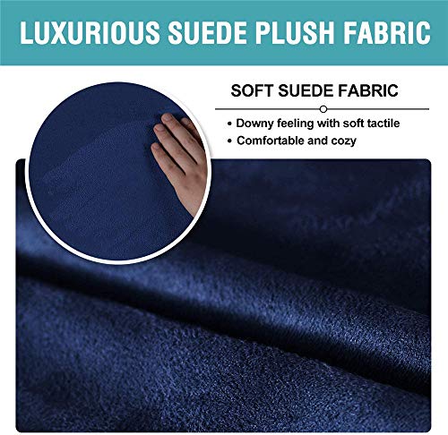 Funda de sofá elástica azul marino de 4 plazas en terciopelo hidrófugo suave 6