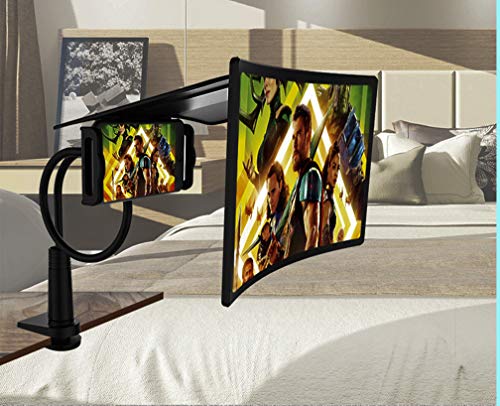 Lemon Jump Curved Portable Phone Screen Magnifier Cell Phone Stand Magnifier 12 Inch HD Screen Enlarger 3D Movie Video Amplifier with Cell Phone Holder Black