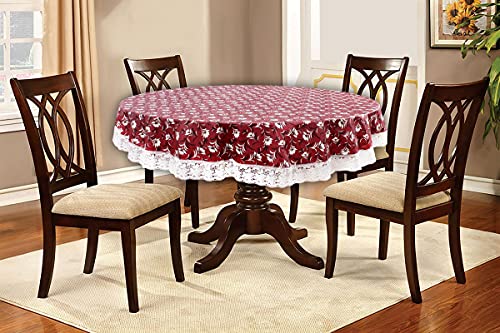 Image of The Furnishing Tree Round Shaped 4 Seater Table Cover WxL 60x60 inches with White Border lace