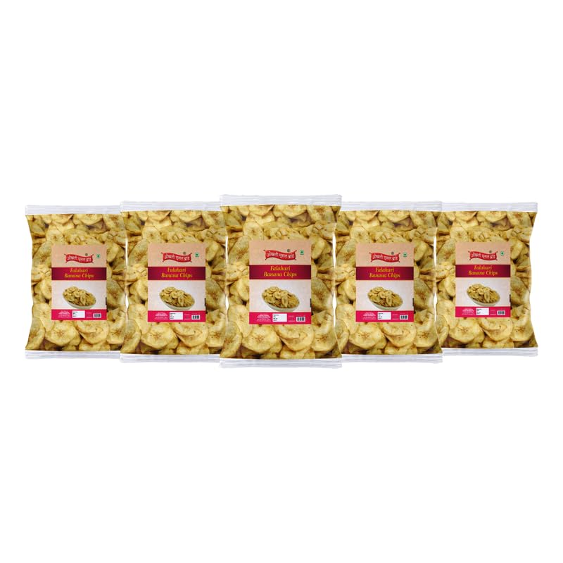 Image of OKHLI MUSAL BRAND Fast Falahari Farali Falhari Banana Chips Tasty Yummy Snack Healthy Snack Made In Ground Nut Oil-Mysore Vazha Pazham Banana Kella Kela Chips wafers Namkeen Snack-850g*5Pack