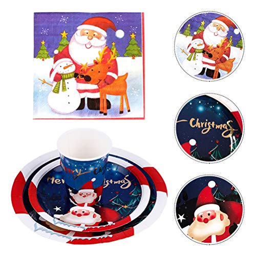 1 conjunto de copos de prato descartáveis ??de natal