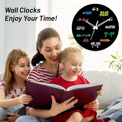 Image of SANDROSE Mathematics 10 inch Designer Plastic Analog Wall Clock Home for Living Room Kitchen Bedroom Office Classroom Kids Room, Black