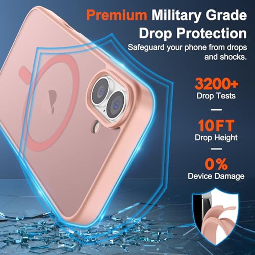 Image of SUPFINE Magnetic for iPhone 17 Case (Compatible with MagSafe)(Military Grade Drop Protection) Translucent Matte Shockproof with Anti-Fingerprint Phone Cover 2025,Pink