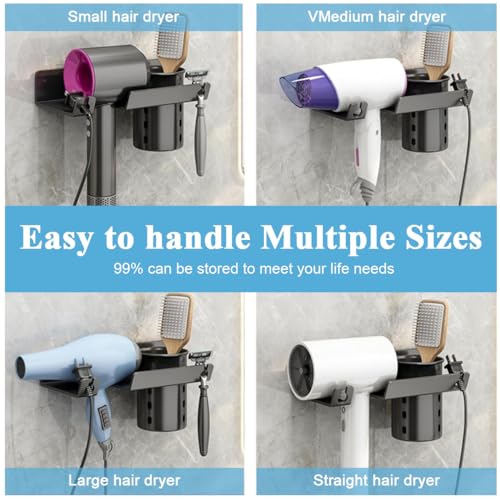Image of HASTHIP Hair Dryer Stand Wall Mounted Holder for Bathroom Self Adhesive
