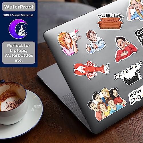 Image of FlyBuyHub Friends Web Series Aesthetic Vinyl Journal Stickers for Phone Case, Laptop, Notebook, Water Bottle, etc - Self-Adhesive Set of 50 Glossy and Waterproof Stickers