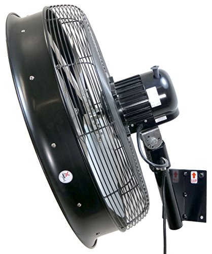 HydroMist F10-14-011 18" Shrouded Outdoor Wall Mount Oscillating Fan, 3 Speed On Cord, 0.15 HP, 1.05 Amps, Black