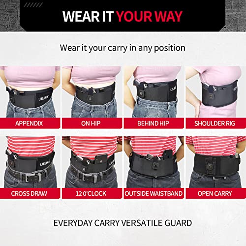 Liejina Belly Band Holster For Concealed Carry, Comfortable Gun Holster With Magazine Pouch And Trigger Guard,Adjustable Elastic Waistband Design, Fits Most Pistols And Revolvers | Men & Women #TOP4
