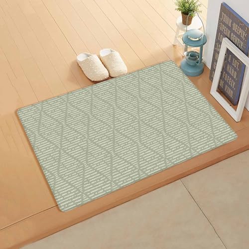 Sage Green Geometric Antifatigue Kitchen Bath Door Mat Cushioned Runner Rug,Washable Welcome Floor Sink Mat,Waterproof & Non-Slip Standing Doormat for Kitchen,Modern Minimalist Solid Striped 24