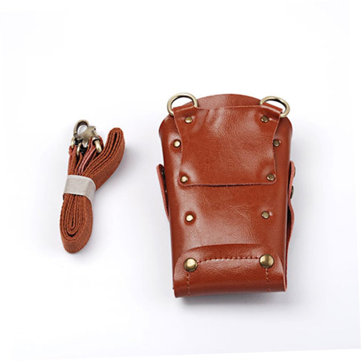 Paquet Banane avec Ceinture Porte-outils en Cuir Marron pour Coiffeurs Étui Ciseaux Coiffure Multifonction Organisation Pratique en Salon de Coiffure