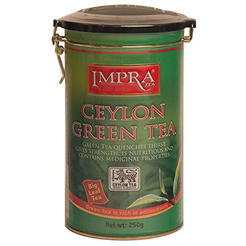 Ceylon Green Tea, Loose Tea, Big Leaf, Impra (1 Metal Caddy)