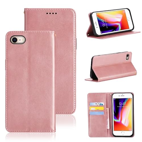 適用 iPhone SE (第2世代/第3世代) ケース 手帳型 (4.7インチ対応) iphone8 用 iphone7 用 手帳型 ケース カバー PUレザー カード収納 財布型 耐衝撃 ケース マグネット スタンド機能付き 5色 (適用 iPhone 7/8/SE2（2020）/SE3（2022）ケース 手帳型) (ライトローズゴールド)のサムネイル