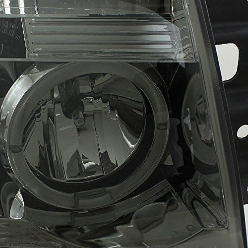 AKKON - For 14-15 Nissan Titan Smoked Lens Dual Ring Projector Headlights + C-Shape LED Light Tube Tail lights Set