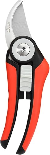 LIVINGO Tijeras de podar Bypass Cortadoras de jardín resistentes de 8.2 pulgadas con cuchillas curvas, tijeras afiladas para plantas para ramas,