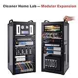 GeeekPi DeskPi RackMate T2, 10-calowa szafa serwerowa 12U, mini rack o głębokości 260 mm z półką na rack, pusty panel i panel patch, dla 10-calowego sprzętu AV, NAS i serwera (czarny)