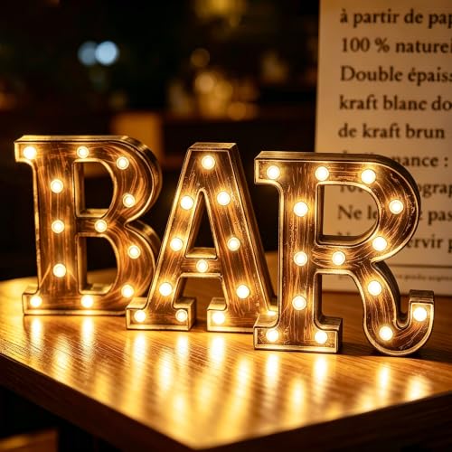 Pooqla BAR Sign for Home Bar Decor Vintage LED Light Up Bar Sign