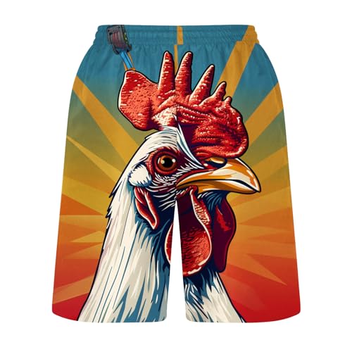 Zeiyignr Funny Swim Trunks Men's Cock Rooster Print Board Shorts Elastic Waist Drawstring Quick Dry Beach Shorts with Pocket4