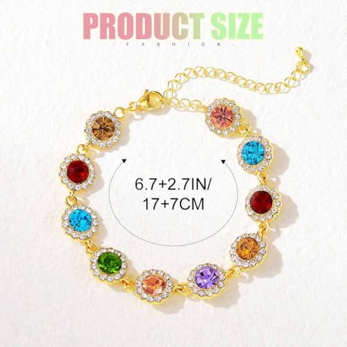 ACEDRE Colorful Crystal Bracelet Jewelry Gold Sparkly Rhinestone Adjustable Bracelets Rave Prom Hand Chain Accesssory for Women3
