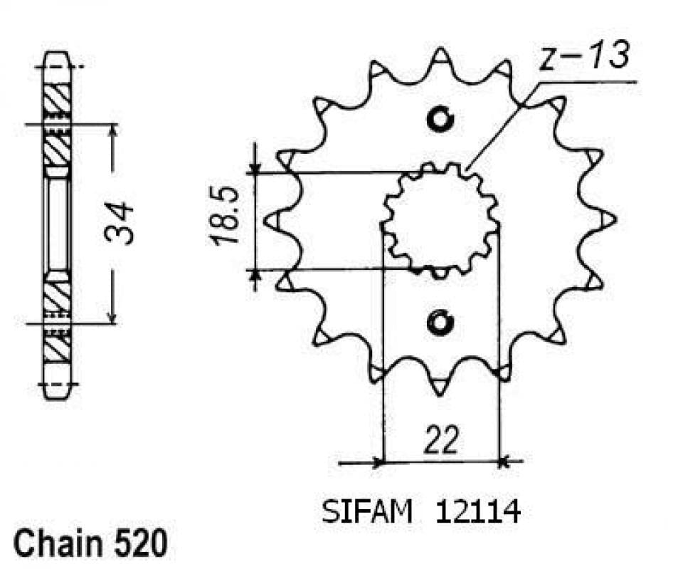 Pignon de sortie de boite Esjot compatible avec Moto KTM 390 RC 2014 à 2023 15 dents pas 520