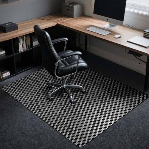 BesWin Office Chair Mat for Carpet, 48' x 60' Large Computer Desk Chair Mat for Low Carpeted Floors, Thick and Sturdy Carpet Protector for Rolling Chairs, Easy Glide Floor Mat for Home, Gaming (Black)