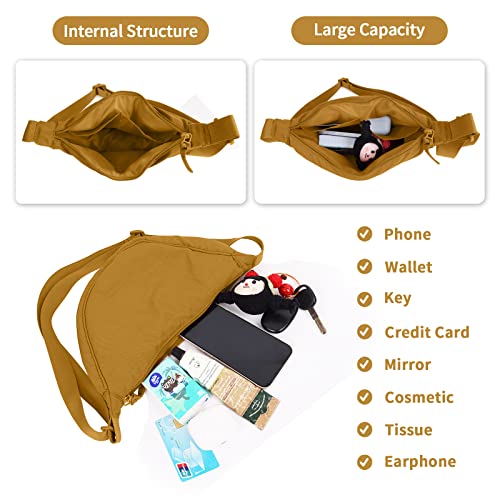 Image of Nylon Crescent Crossbody Bag for Women Men, Small Travel Sling Bag