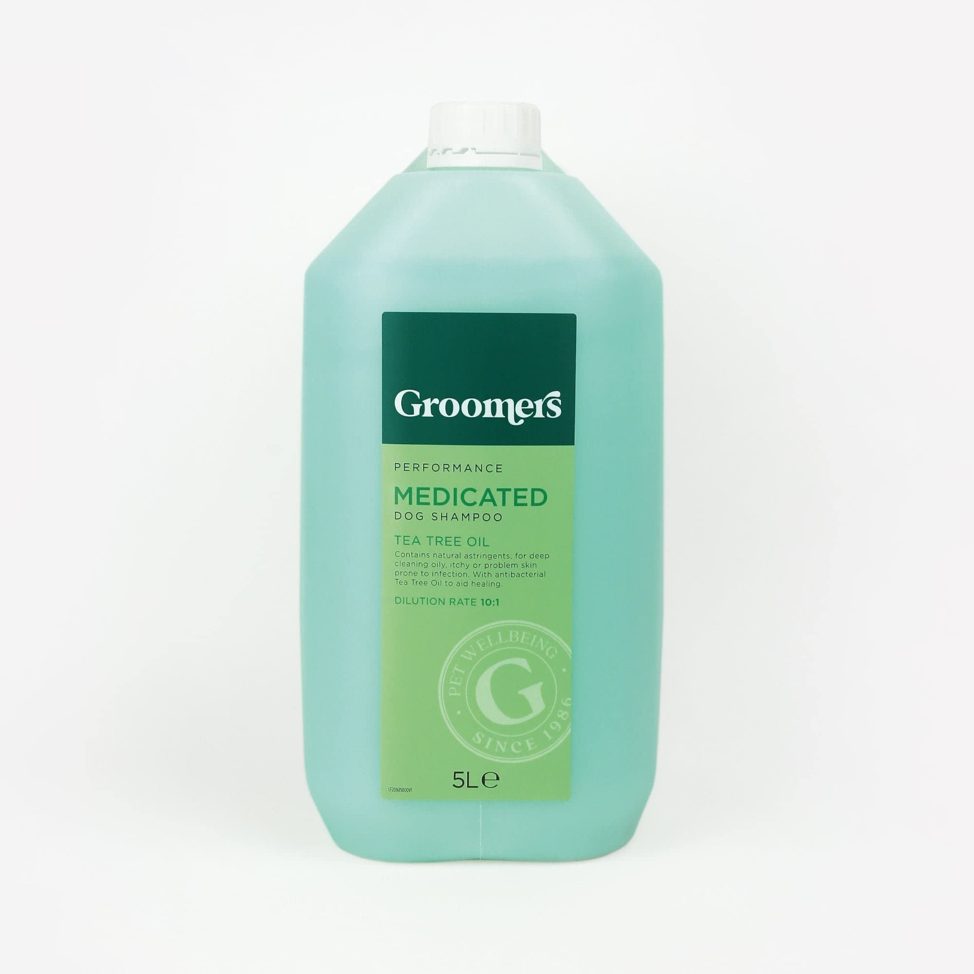 Groomers Performance Medicated Dog Shampoo | Professional Grooming Essentials for Problem Skin Conditions | Tea Tree Fragranced Anti Bacterial Special Formula | 5 Litre Concentrate 5.0