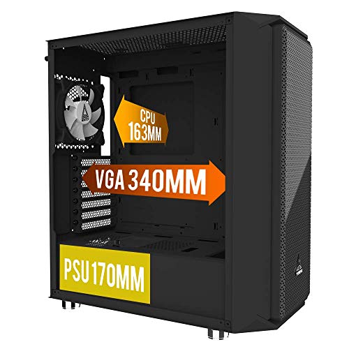 Montech Air X ARGB - Black ATX Mid-Tower Case/ Super High Airflow/ Tempered Glass Side Panel, Pull Out Glass/ Metallic Diamond Mesh Front Panel/ 200 mm ARGB Fans2 & 120mm ARGB Fan1 Pre-Installed
