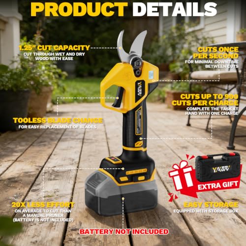 Image of Brushless Electric Pruning Shears for DeWalt Battery, Portable Cordless Pruning Shears with LCD Display&SK5 Blades, Adjustable Cutting Diameter 0.8-1.2 Inch for Gardening Tree Pruning(NO Battery)