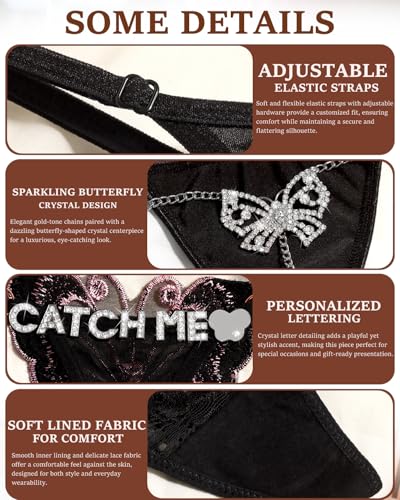 Image of Chain Thong Underwear for Women, Adjustable Rhinestone Panties