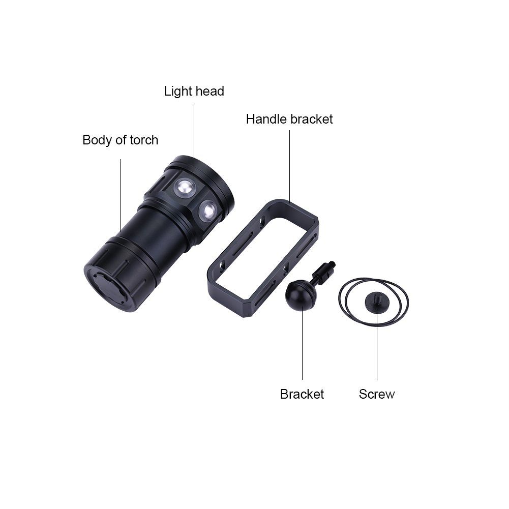 de Fin d'année Lampe de Poche sous-Marine, Lampe de plongée sous-Marine étanche IPX8 18000lm 500M à l'épreuve de l'usure sous-Marine