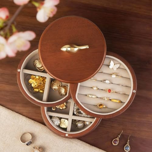 Boîte à bijoux rotative en bois pour ne plus perdre vos bagues