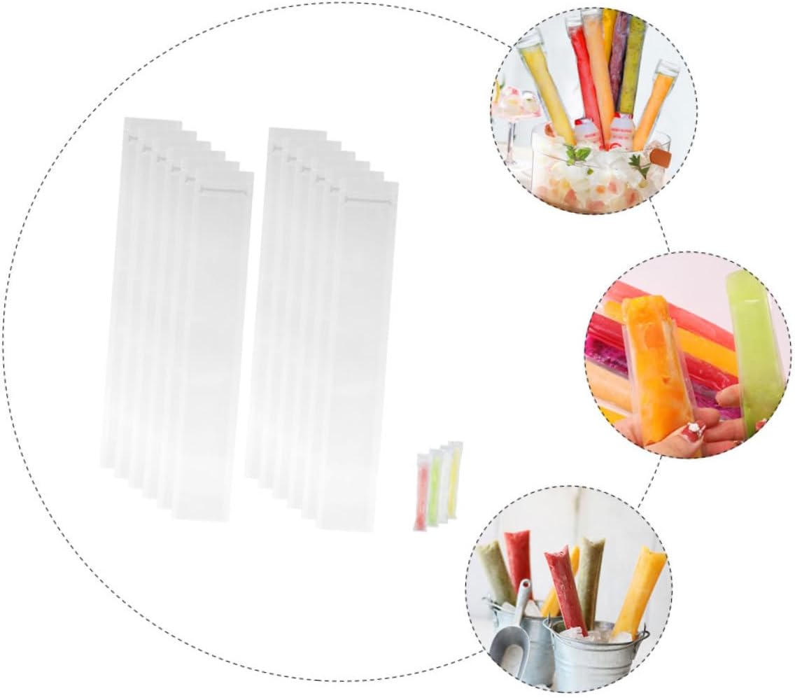 CALLARON 5sets Ice Sucker Making Bags Leak Proof Reusable Ice Candy Pouch for Indoor Picnics 50pcs*5