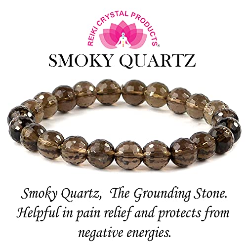 Image of Reiki Crystal Products Certified Natural Crystal Stone 8 mm Faceted /Diamond Cut Beads Bracelet for Men & Women | Reiki Charged Gemstone Bracelet | Multiple Crystal Variants Available