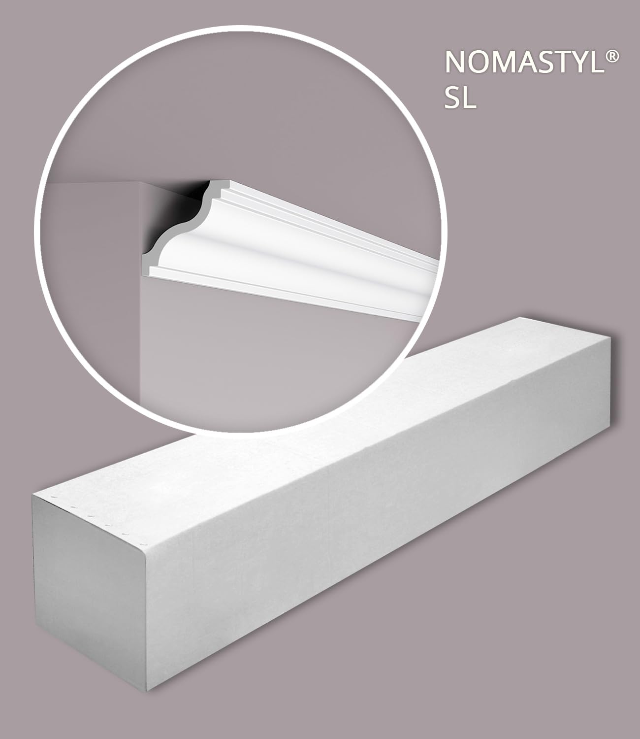 SL NOMASTYL Moulure de plafond - 10 pièces (20 m) - 100 x 100 x 2000 mm - NOËL & MARQUET - une marque de NMC - Polystyrène