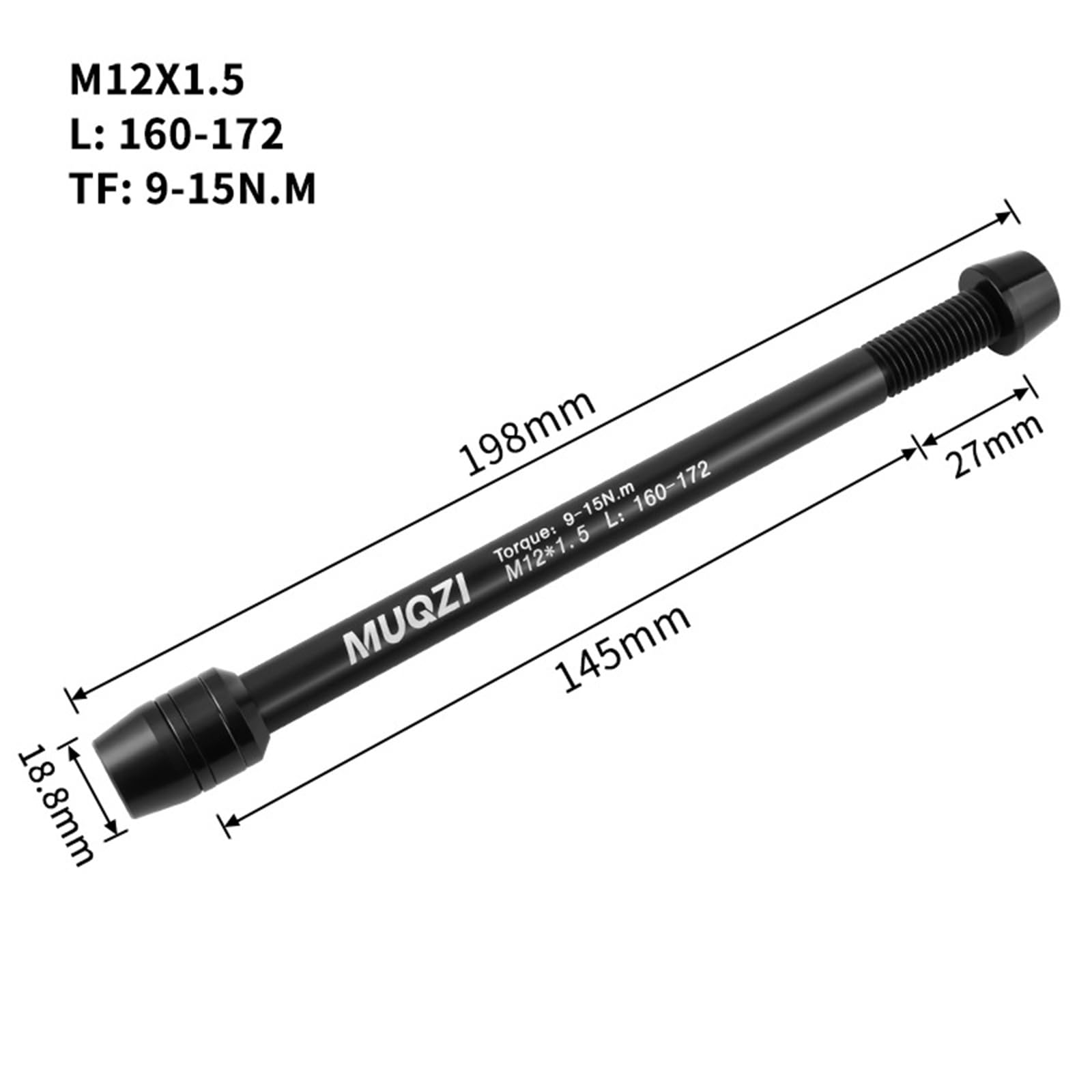 Adapter osi wtykowej, skok gwintu M12 x 1,5, 160 – 172 mm, trzpień do roweru o wysokiej wytrzymałości, oś wtykowa, adapter ze stopu aluminium, do rowerów