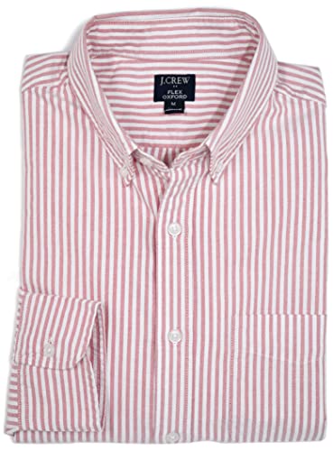 J.Crew Mercantile Men's Classic Fit Flex Oxford Shirt (XL, Old Red White)