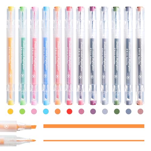 EpenGo Bible Highlighters No Bleed, Double-Ended 12 Pack Assorted Pastel Colors Highlighter, Chisel and Fine Tips for School & Bible Study, Quick-Dry Pens for Note Taking, Journaling & Art