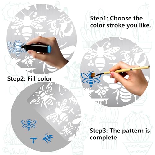 GORGECRAFT 8 Styles Bee Stencils Reusable Metal Honeycomb Honey Stainless Steel Templates for Painting on Wall Furniture Fabrics Scrapbooking Wood Burning Pyrography Engraving Art Crafts - Image 4