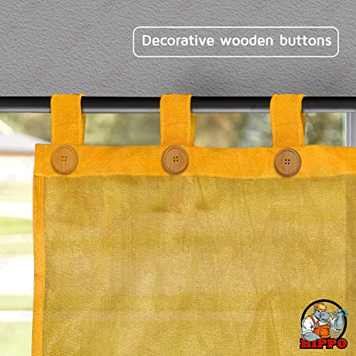 Image of HIPPO High Density Polyethylene 150 GSM Outdoor Loop Curtains Sun Blocking, UV Protection, Light-Filtering Balcony Curtain (Yellow, 3FTX9FT, 1PC)