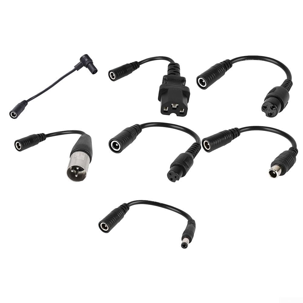 Qualoramall for CHARGER Adapter Cable DC2.1 to DC2.5 with Large and Small Aviation Connectors Hollow for E-Bike Scooter for battery Charging Black(E)