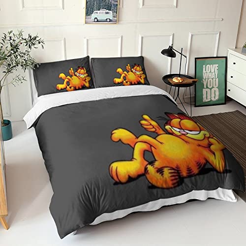 Set di biancheria da letto con volant, 3 pezzi, con 2 federe, copripiumino con chiusura a cerniera, in morbida microfibra, per letto matrimoniale, 200