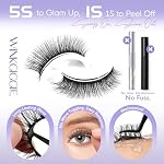 Self Adhesive Eyelashes Natural Look,Pre Glued No Glue Needed Reusable Press On Lashes False Eyelashes Wispy with Tweezer of Replacement Adhesive Strips 8-14mm 5 Pairs by Winkgiggle(H58) - Image 2