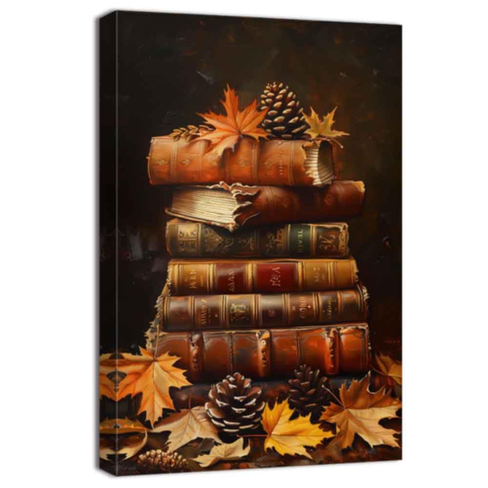 ZQQART Rustic Fall Canvas Wall Art Vintage Maple Leaf Painting Prints Autumn Harvest Prints Art Thanksgiving Pictures Farmhouse Decor Framed(Black,20.00" x 30.00")