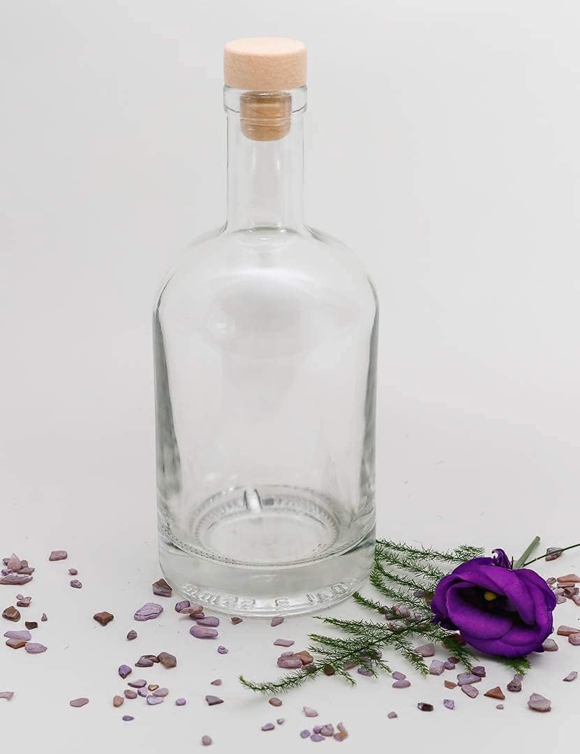 Tapón de Corcho Transparente Botellas de Vidrio vacías 500 ml - Tapas de Corcho Recargables Reutilizables - Apretado al Aire para endrinas Gin Aceite Vinagre Cerveza Vino Sidra(6 x 500 ml)